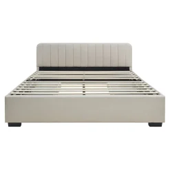 [En.Casa] Lit double Nofrenna 140 x 200 cm beige en.casa