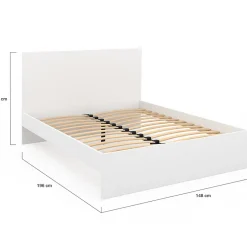 IDMarket Lit double OMAHA avec tête de lit et sommier 140 x 190 cm blanc Clearance