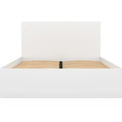 IDMarket Lit double OMAHA avec tête de lit et sommier 140 x 190 cm blanc Clearance