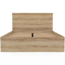 IDMarket Lit double OMAHA avec tête de lit et sommier 140 x 190 cm façon hêtre