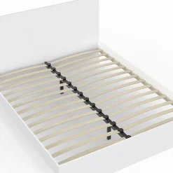 IDMarket Lit double OMAHA avec tête de lit et sommier 160 x 200 cm blanc Discount