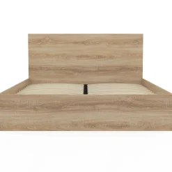 IDMarket Lit double OMAHA avec tête de lit et sommier 160 x 200 cm façon hêtre
