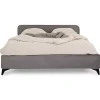 Idimex Lit double RAVELLO 140 x 190 cm, revêtement en tissu - Gris