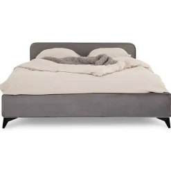 Idimex Lit double RAVELLO 140 x 190 cm, revêtement en tissu - Gris