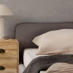 Idimex Lit double RAVELLO 140 x 190 cm, revêtement en tissu - Gris