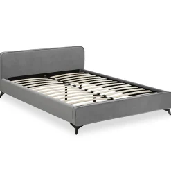 Idimex Lit double RAVELLO 140 x 190 cm, revêtement en tissu - Gris