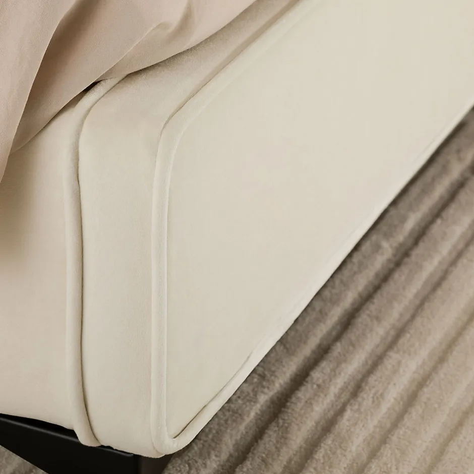 Idimex Lit double RAVELLO 140 x 190 cm, revêtement en tissu - Blanc crème