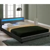 Corium Lit Double Rembourré à LED Sommier à Lattes Polyester 140 x 200 cm Gris Foncé