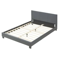 Corium Lit Double Rembourré Albacete Sommier à Lattes Similicuir 140 x 200 cm Gris Foncé Sale