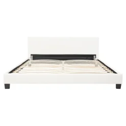Corium Lit Double Rembourré Albacete Sommier à Lattes Housse Similicuir 180 x 200 cm Blanc Best