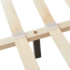 Corium Lit Double Rembourré Albacete Sommier à Lattes Similicuir 160 x 200 cm Noir Best