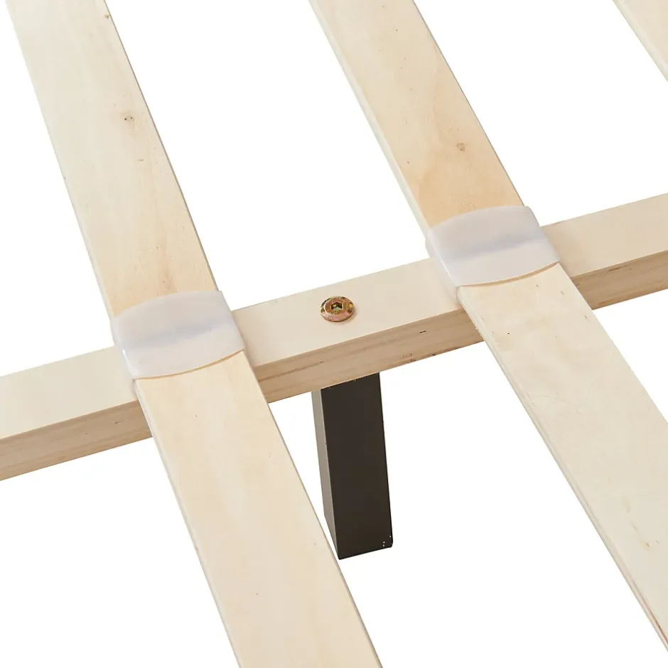 Corium Lit Double Rembourré Albacete Sommier à Lattes Similicuir 160 x 200 cm Noir Best