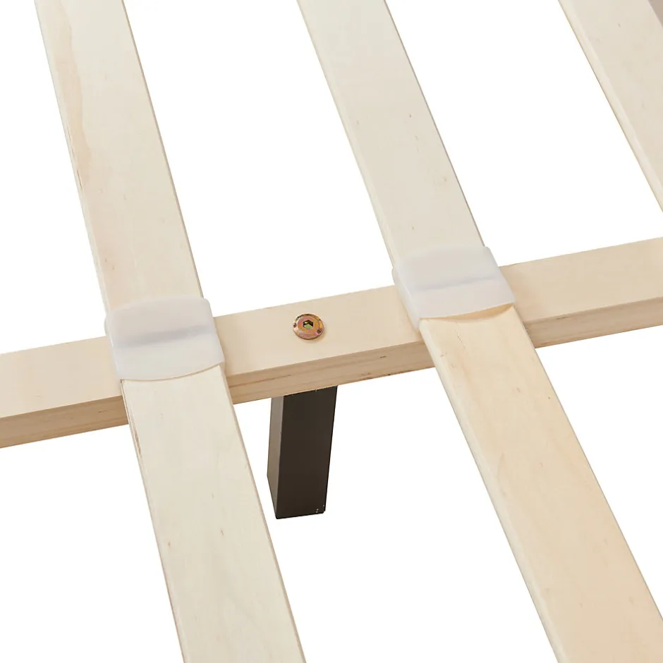 Corium Lit Double Rembourré Albacete Sommier à Lattes Similicuir 140 x 200 cm Blanc
