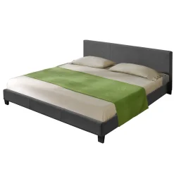 Corium Lit Double Rembourré Design Sommier à Lattes Polyester 180 x 200 cm Gris Foncé