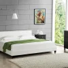 Corium Lit Double Rembourré Sommier à Lattes Housse Similicuir Élégant 180 x 200 cm Blanc Online