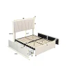 Nature Pro Lit Double Rembourré Velours 140x200cm Beige + Sommier à Lattes avec Cadre de lit Métal + Tête Réglable Chambre Sale