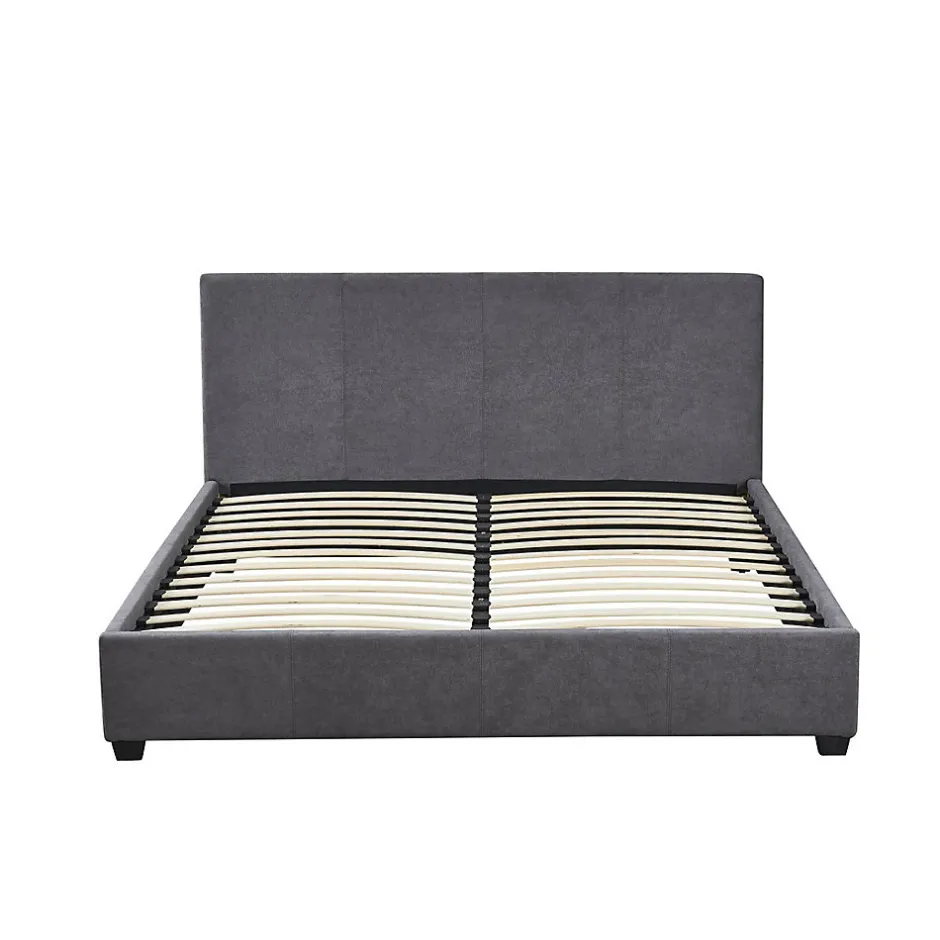 Meublorama Lit double ROMA 140x200 cm PU gris Sommier inclus Design moderne Structure MDF