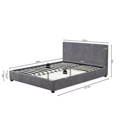 Meublorama Lit double ROMA 140x200 cm PU gris Sommier inclus Design moderne Structure MDF