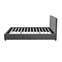 Meublorama Lit double ROMA 140x200 cm PU gris Sommier inclus Design moderne Structure MDF
