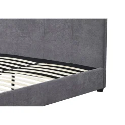 Meublorama Lit double ROMA 140x200 cm PU gris Sommier inclus Design moderne Structure MDF