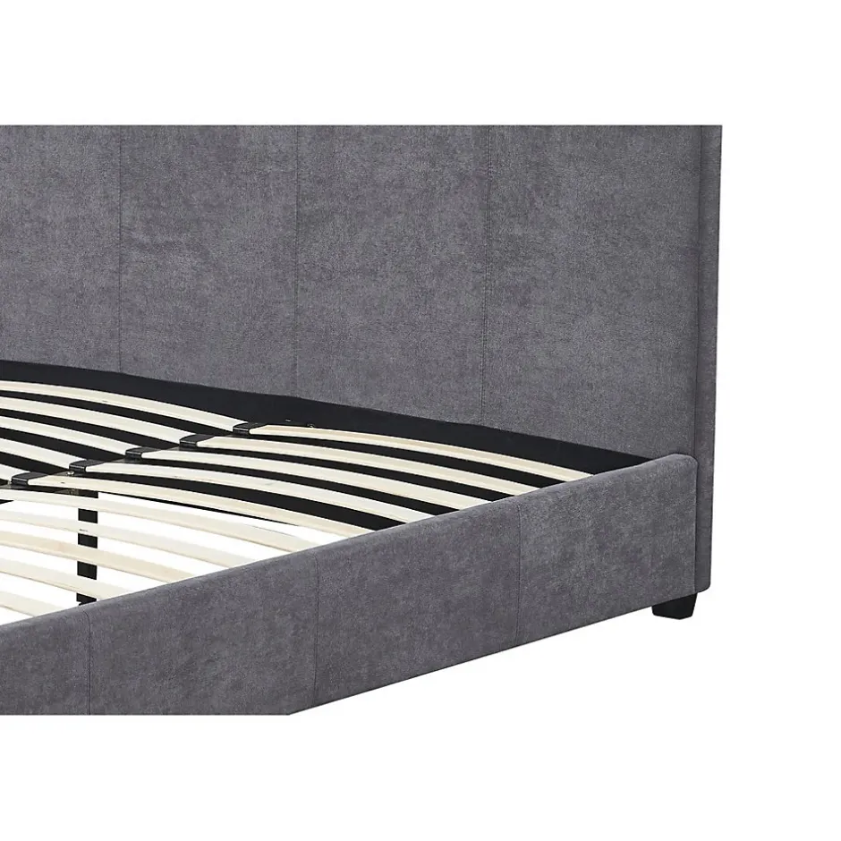 Meublorama Lit double ROMA 140x200 cm PU gris Sommier inclus Design moderne Structure MDF