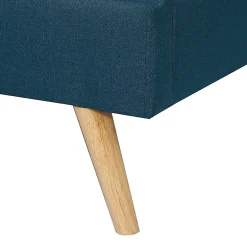 IDMarket Lit double scandinave OSLO avec tête de lit et sommier 140 x 190 cm tissu bleu canard