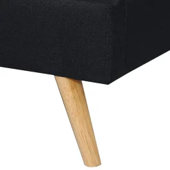 IDMarket Lit double scandinave OSLO avec tête de lit et sommier 160 x 200 cm tissu noir