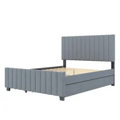 Enfant Blackcolors Lit double velours 140x190 cm, lit gigogne, 2 tiroirs - gris