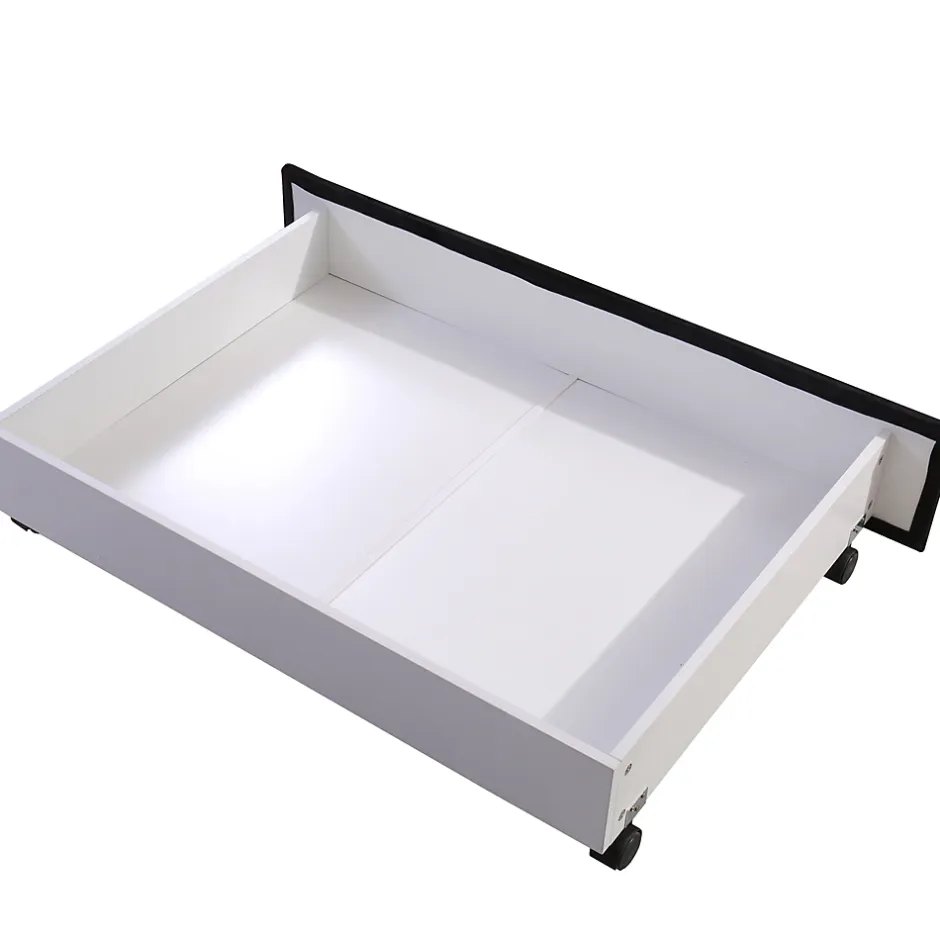 Generique Lit Double 180x200 - Lit Capitonné en Velours Noir avec 2 Tiroirs, Lit Adulte Moderne avec Rangement Sale