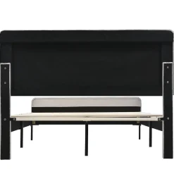 Generique Lit double 180x200 - Lit rembourré avec cadre en bois et métal - Lin - Sans Matelas - Beige