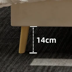 Okwish Lit Double 160x200 cm - avec Tête de Lit Douce et Base Basse Anti-Poussière, Cadre Confortable, en Velours, Beige, Sans Matelas Sale