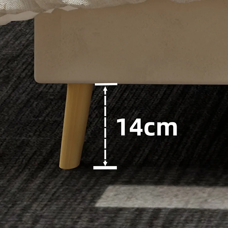 Okwish Lit Double 160x200 cm - avec Tête de Lit Douce et Base Basse Anti-Poussière, Cadre Confortable, en Velours, Beige, Sans Matelas Sale