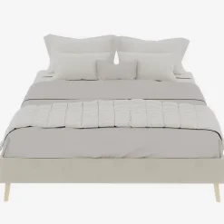 Okwish Lit Double 140x200 cm - Cadre Moderne, Revêtement en Velours, sans Matelas, Beige Discount