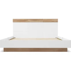 Generique Lit double 180x200 cm - Lit adulte flottant en bois massif avec sommier à lattes - Bois massif - Sans Matelas - Naturel
