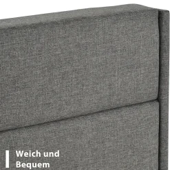 Okwish Lit double 140x200 cm - Lit adulte double capitonné avec sommier à lattes - Lin - Sans Matelas - Gris Foncé