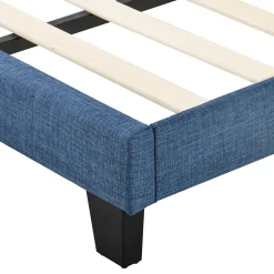 Okwish Lit double 140x200 cm - Lit adulte capitonné avec sommier à lattes - Lin - Sans Matelas - Bleu Online