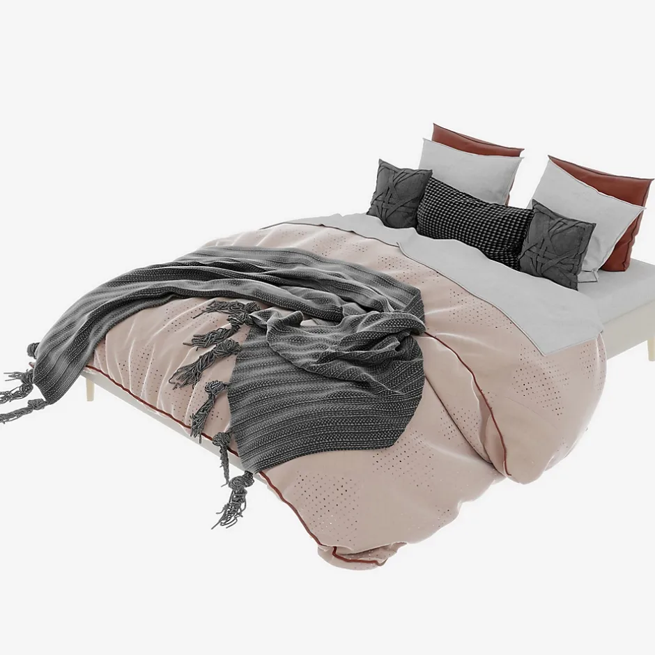 Okwish Lit Double 160x200 cm - Lit Adulte et Ado, Cadre Bas Minimaliste et Confortable, Sans Tête de Lit, Beige New