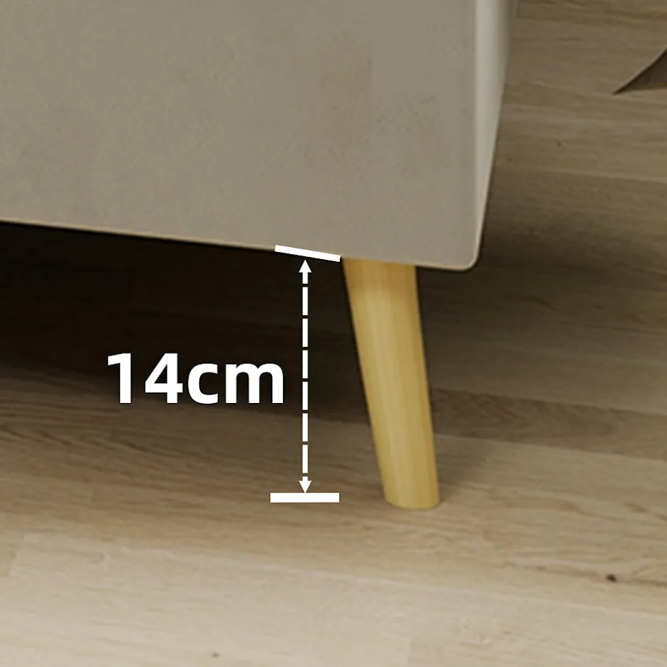 Okwish Lit Double 140x200 cm - Lit Adulte et Ado, Cadre Bas Minimaliste et Confortable, Sans Tête de Lit, Structure Robuste, Beige