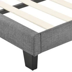 Okwish Lit double 140x200 cm - Lit adulte capitonné avec sommier à lattes - Lin - avec Matelas - Gris Sale