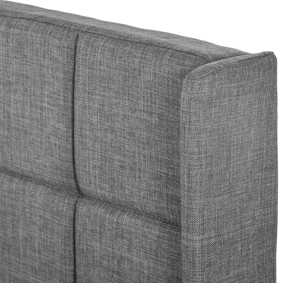 Okwish Lit double 140x200 cm - Lit adulte capitonné avec sommier à lattes - Lin - avec Matelas - Gris Sale