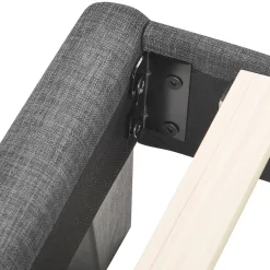 Okwish Lit double 140x200 cm - Lit adulte capitonné avec sommier à lattes - Lin - avec Matelas - Gris Sale