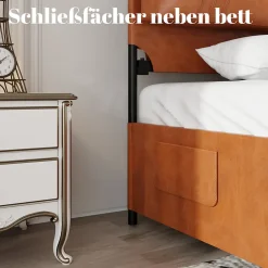 Okwish Lit Double 180x200 cm - Lit Adulte en PU avec Têtières Amovibles et Boucles Métalliques - design Moderne - Sans Matelas - Beige
