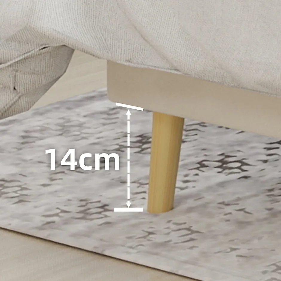 Okwish Lit Double 160x200 cm - Lit Adulte Style Moderne avec Tête de Lit Confortable, en Tissu Beige, Sans Matelas