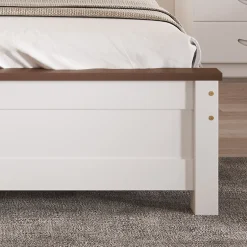 Okwish Lit double 140x200 cm - Lit avec tête et pied de lit - Pin + MDF - Sans matelas - Blanc