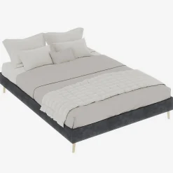 Okwish Lit Double 140x200 cm - Lit Bas Contemporain Adulte et Ado, Cadre Minimaliste et Robuste, Sans Tête de Lit, Sans Matelas, Gris