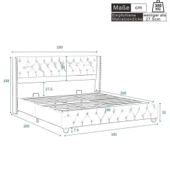 Okwish Lit Double 180x200 cm - Lit Double Rembourré avec Tête de Lit Capitonnée - Velours - Sans Matelas - Beige Clearance