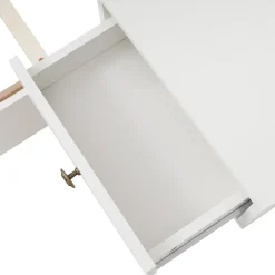 Okwish Lit double 160x200 cm - Lit en bois avec 2 tables de chevet et USB - Bois massif - Sans Matelas - Naturel