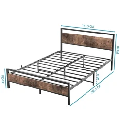 Okwish Lit Double 140x200 cm - Lit en Métal Noir Robuste et Gain de Place pour Appartement - Sans Matelas Best
