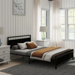 Okwish Lit Double 140x200 cm - Lit en Métal Noir Robuste et Gain de Place pour Appartement - Sans Matelas Best