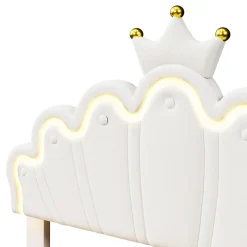 Okwish Lit double 140x200 cm - Lit enfant avec 2 rangements - PU + MDF - Sans matelas - Blanc